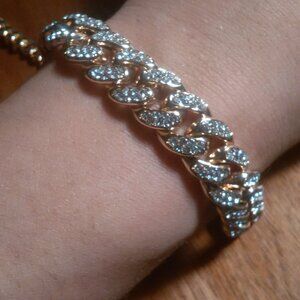 Austrian Crystal Curb Link Goldtone Bracelet